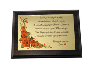 Życzenia dla babci dziadka dyplom drewno prezent